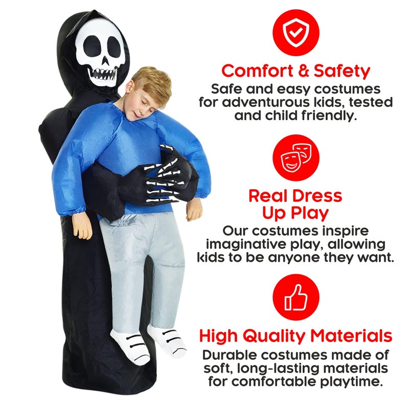 Morphsuits Morph Inflatable Grim Reaper Costume Kids, Blow Up Grim Reaper Costumes, Boys Halloween Costume, Halloween Costumes for Kids - Image 4